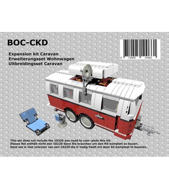 Bricksworld BOC-CKD Caravan/Woonwagen Dubbelasser kit voor VW T1 10220. Samengesteld uit originele nieuwe LEGO® onderdelen.
