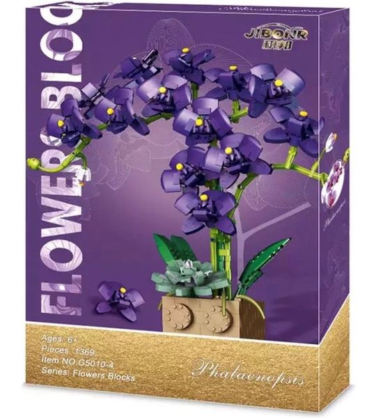 (Compatible met lego) bloemenboeket bouwset paars orchidee flowers bouwblokjes bloemen bouwbloemen