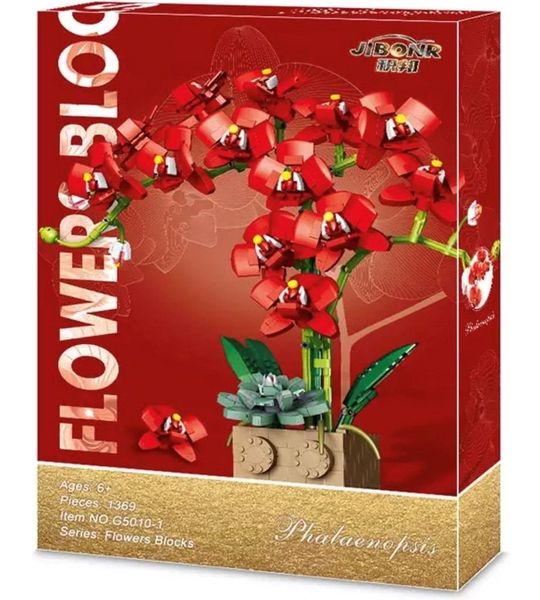 (Compatible met lego) bloemenboeket bouwset rood orchidee flowers bouwblokjes bloemen bouwbloemen