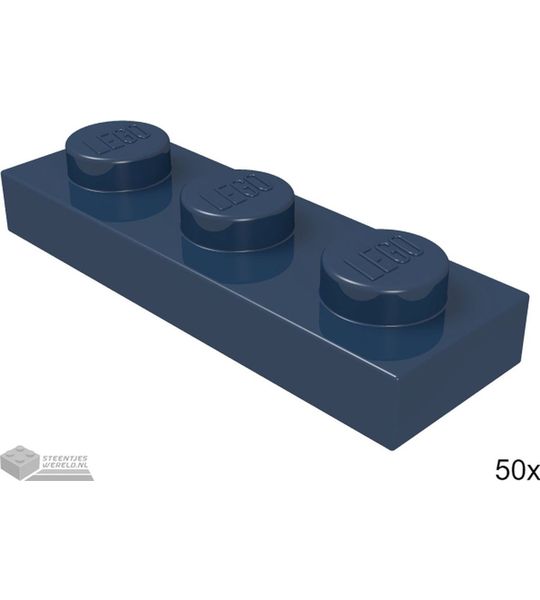 LEGO Plaat 1x3, 3623 Donkerblauw 50 stuks
