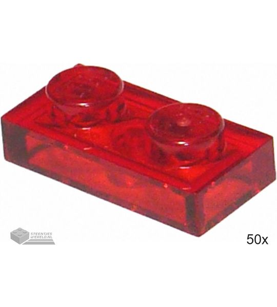 LEGO 3023 Doorzichtig rood 50 stuks