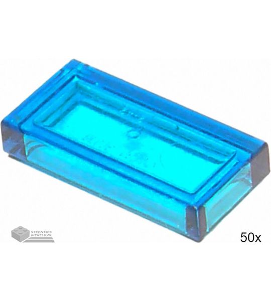 LEGO Tegel 1x2, 3069b Doorzichtig donkerblauw 50 stuks