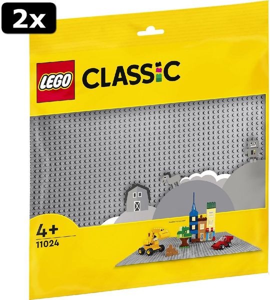 2x LEGO Classic Grijze Bouwplaat