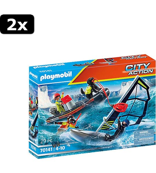 2x Playmobil City Action redding poolglijder en rub. speedboot