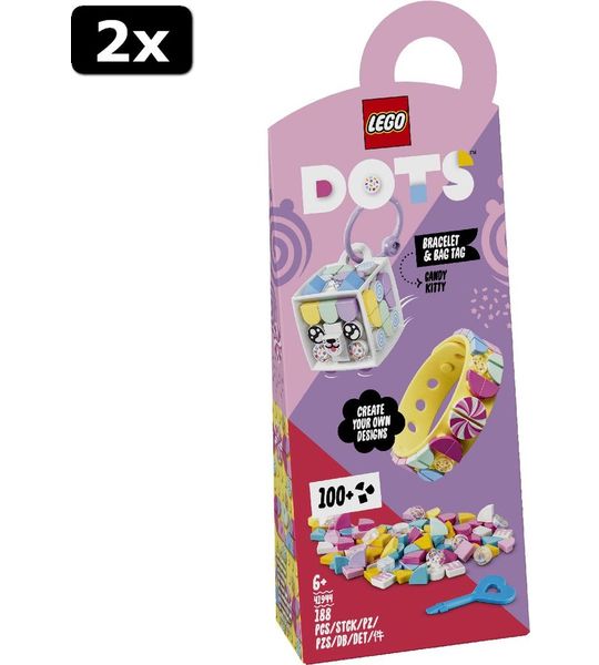 2x LEGO DOTS Snoepkatje - armband  AND  tassenhanger