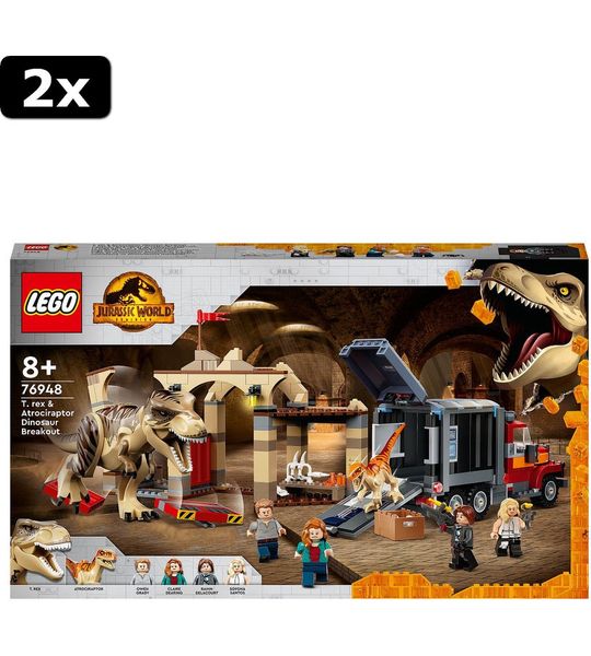 2x LEGO Jurrasic World T. Rex  AND  Atrociraptor Dino Breakout