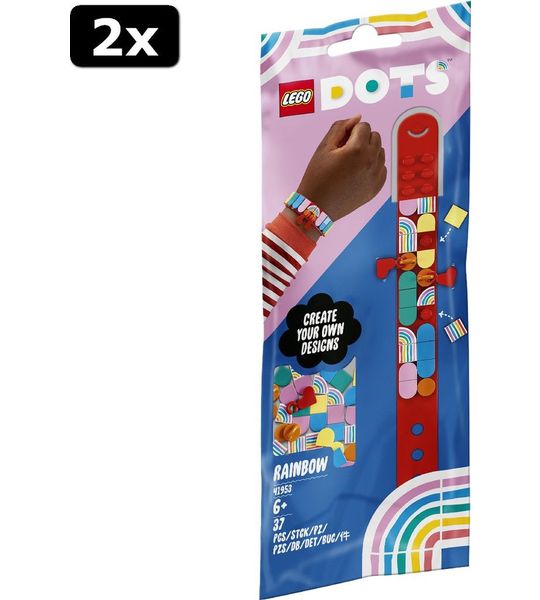 2x LEGO DOTS Regenboog armband met bedeltjes
