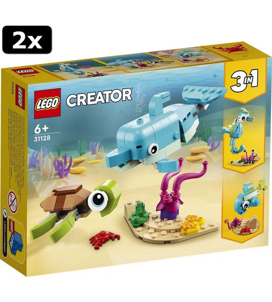 2x LEGO Creator Dolfijn en Schildpad
