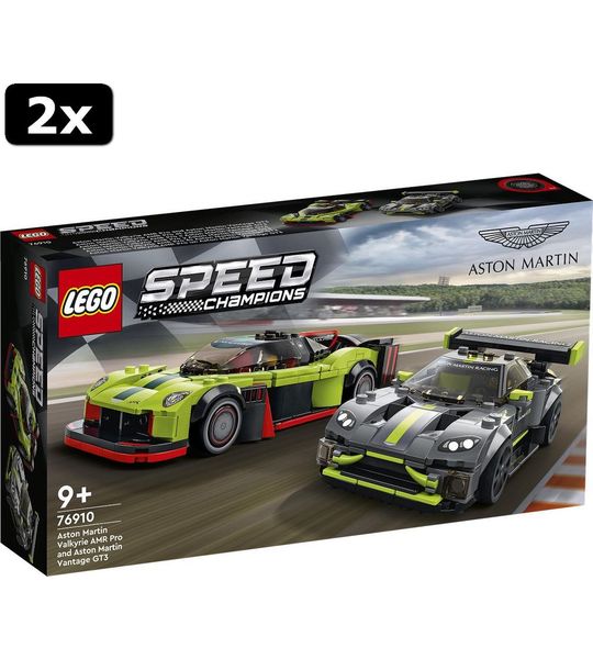 2x LEGO Speed Champions Aston Martin Valkyrie AMR Pro en Vantag