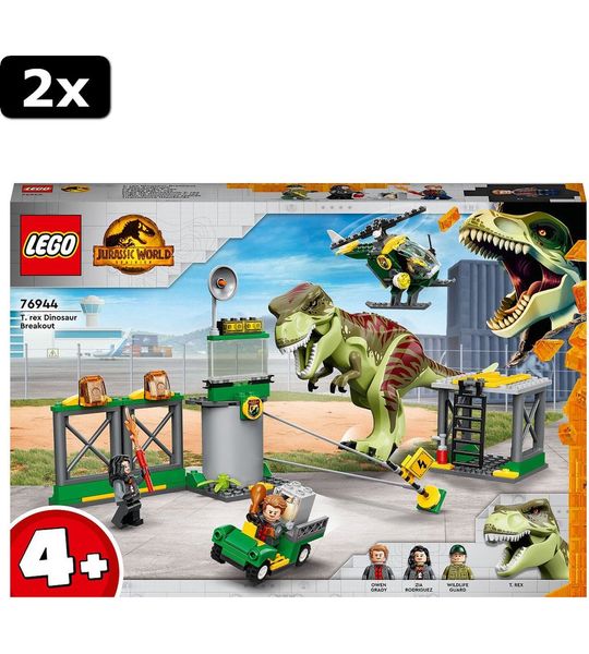 2x LEGO Jurrasic World T. rex Dinosaurus Ontsnapping