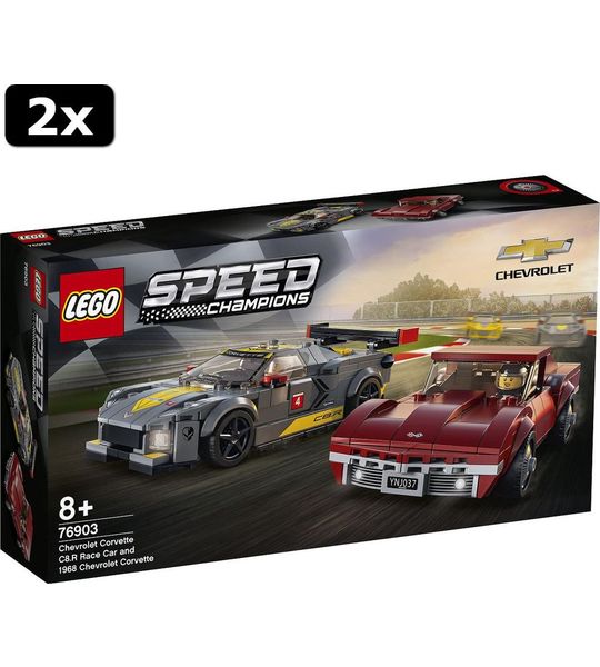 2x LEGO Speed Champions Chevrolet Corvette C8-R en 1968 Corvett