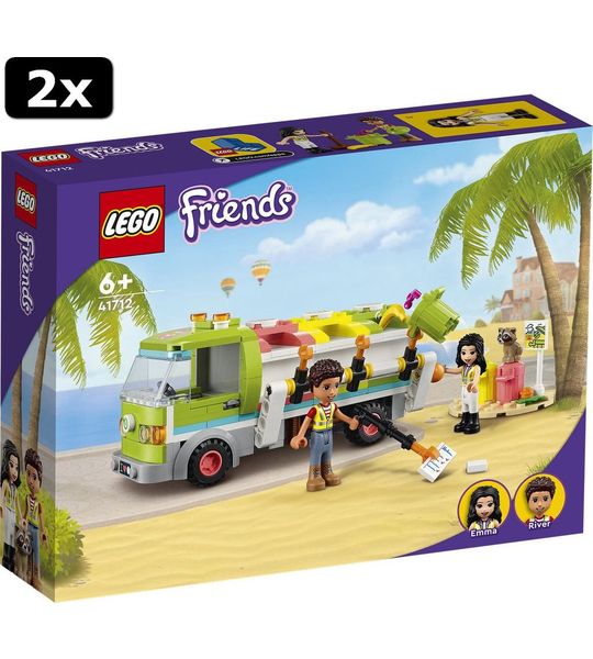 2x LEGO Friends Recycle vrachtwagen