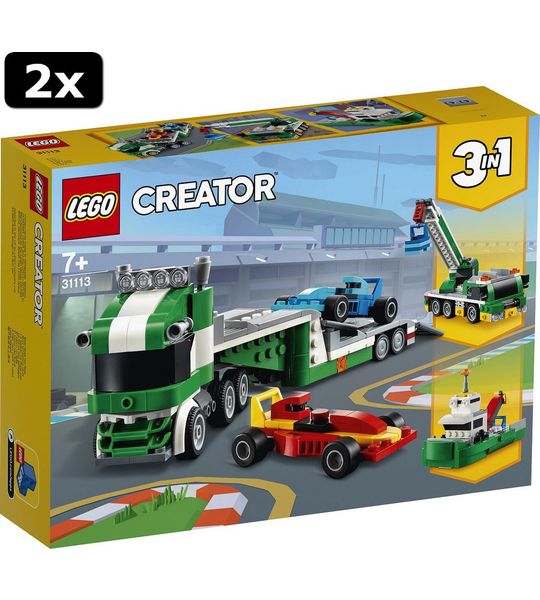 2x LEGO CREATOR Racewagen transportvoertuig