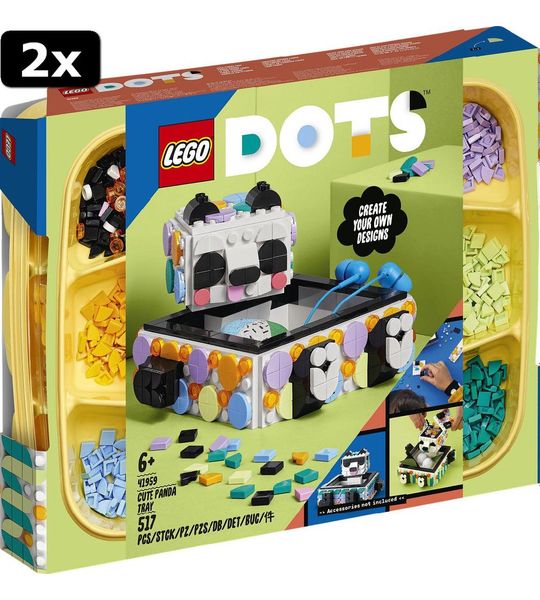 2x LEGO DOTS Schattige panda bakje
