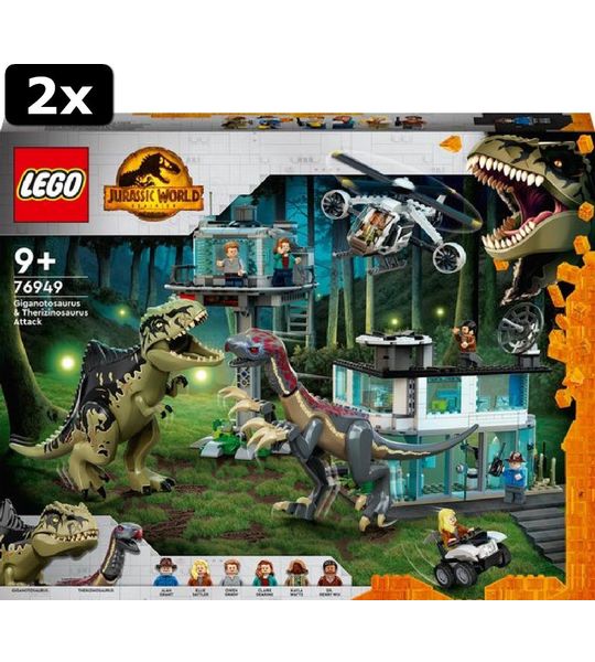 2x LEGO Jurassic World liganotosaurus & Therizinosaurus aanval - 76949