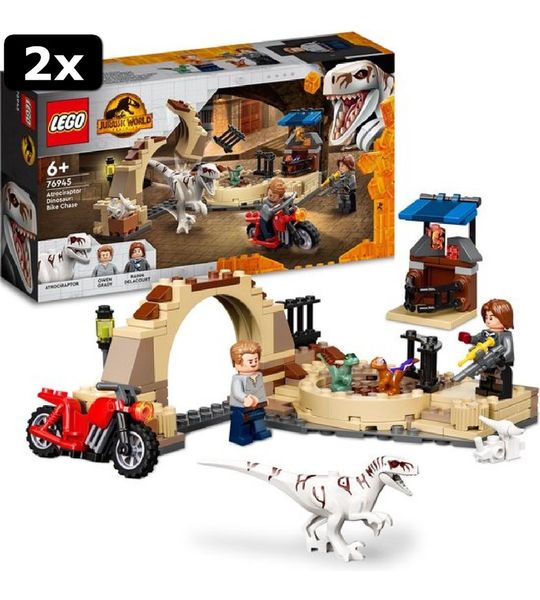 2x LEGO Jurassic World Atrociraptor Dinosaurus Achtervolging - 76945