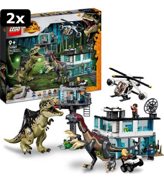 2x LEGO Jurassic World liganotosaurus & Therizinosaurus aanval - 76949