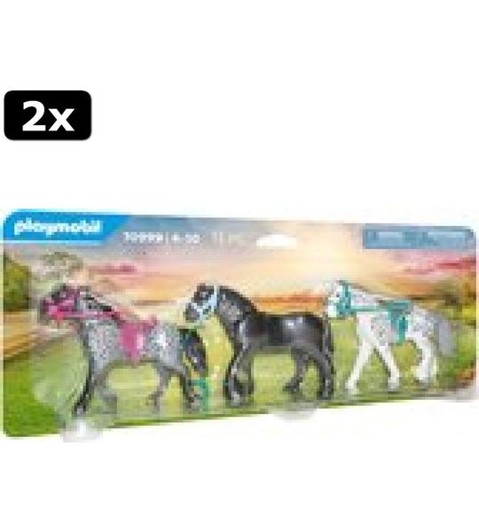 2x PLAYMOBIL Country 3 paarden: het Friese paard. de Knabstrupper & de Andalusi√´r - 70999
