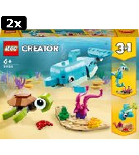 2x LEGO Creator Dolfijn en Schildpad - 31128