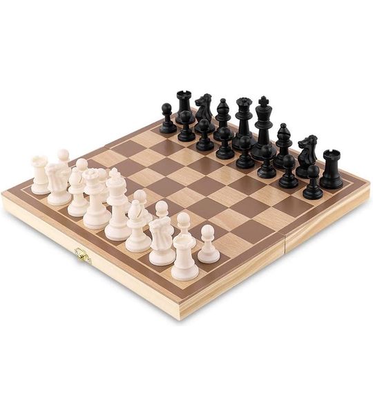 Borvat® | Houten chess Schaakspel | 28 x 28 cm | afsluitbaar | Luxe Schaakspel Hout | Schaakstukken