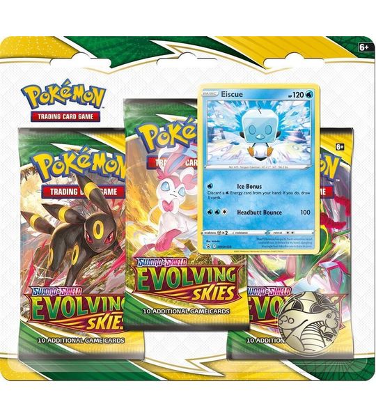 POK TCG SWORD & SHIELD EVOLVING SKIES - Checklane 3 boosters + Coin