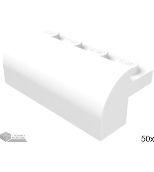 50x LEGO 6081 Dakpan gebogen Wit, 50 stuks