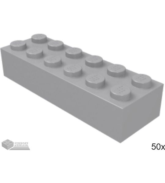 50x LEGO 2456 Steen 2x6 Licht blauwgrijs, 50 stuks