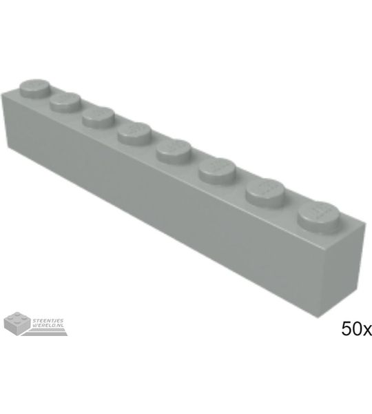 50x LEGO 3008 Steen 1x8 Lichtgrijs, 50 stuks