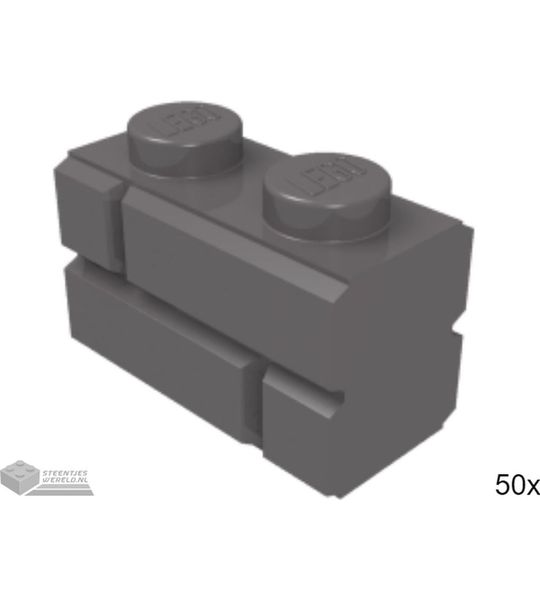 50x LEGO 98283 Baksteen met metselwerkprofiel 1x2 Donker blauwgrijs, 50 stuks