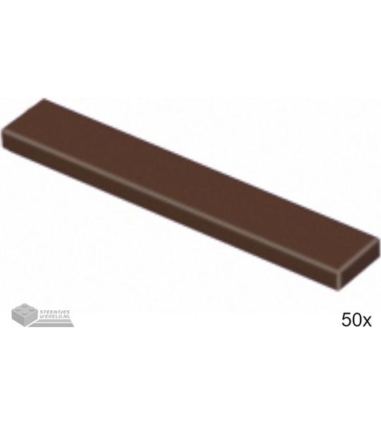 50x LEGO 6636 Tegel 1x6 Donkerbruin, 50 stuks