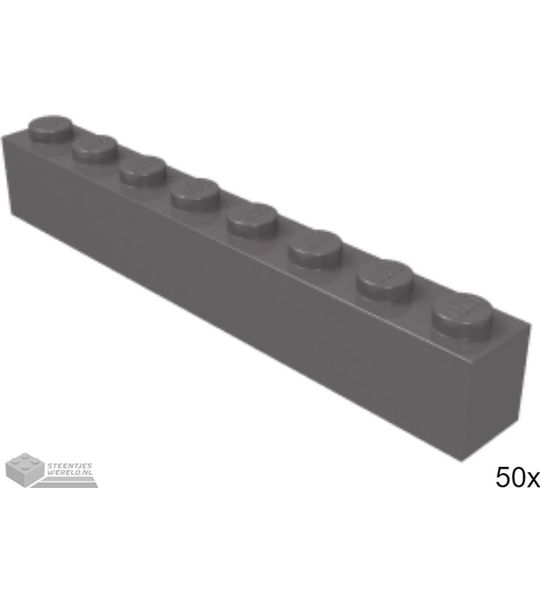 50x LEGO 3008 Steen 1x8 Donker blauwgrijs, 50 stuks