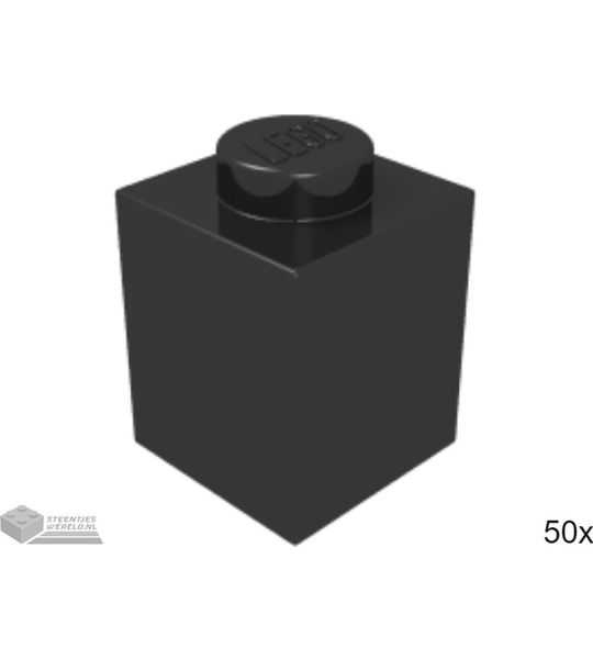 50x LEGO 3005 Steen 1x1 Zwart, 50 stuks