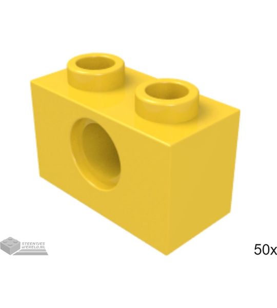 50x LEGO 3700 Technic steen Geel, 50 stuks