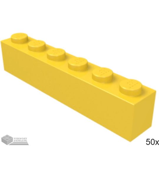 50x LEGO 3009 Steen 1x6 Geel, 50 stuks