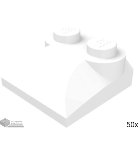 50x LEGO 47457 Dakpan gebogen Wit, 50 stuks