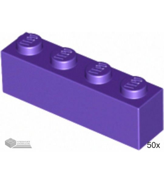 50x LEGO 3010 Steen 1x4 Donkerpaars, 50 stuks