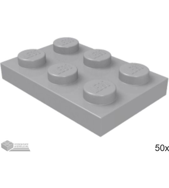 50x LEGO 3021 Plaat 2x3 Licht blauwgrijs, 50 stuks
