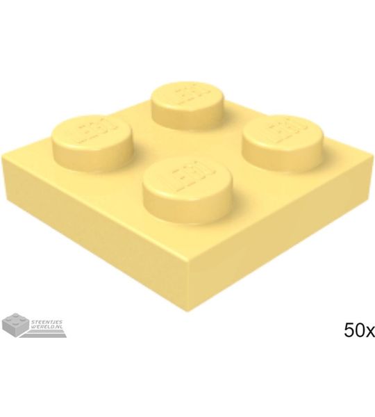 50x LEGO 3022 Plaat 2x2 Fel lichtoranje, 50 stuks