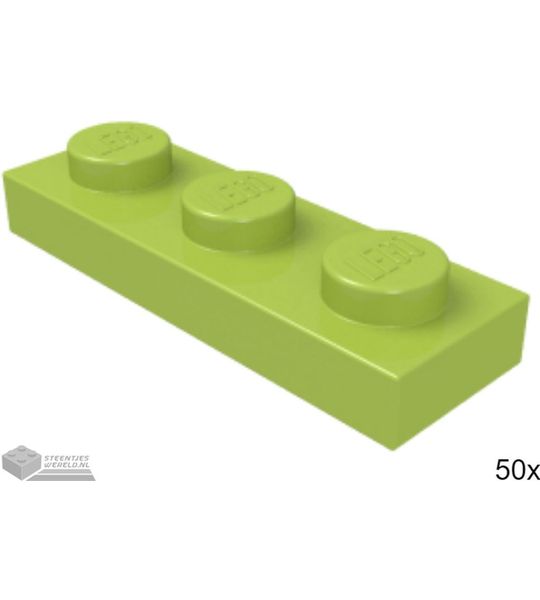 50x LEGO 3623 Plaat 1x3 Lime, 50 stuks