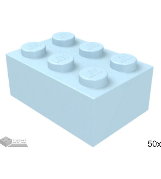50x LEGO 3002 Steen 2x3 Fel lichtblauw, 50 stuks