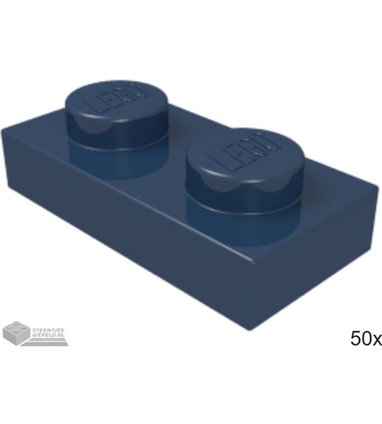 50x LEGO 3023 Plaat 1x2 Donkerblauw, 50 stuks