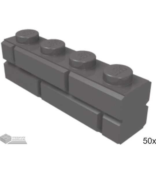 50x LEGO 15533 Baksteen met metselwerkprofiel 1x4 Donker blauwgrijs, 50 stuks