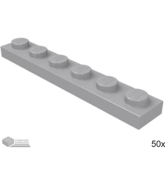 50x LEGO 3666 Plaat 1x6 Licht blauwgrijs, 50 stuks