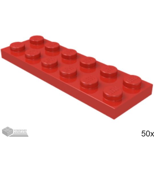 50x LEGO 3795 Plaat 2x6 Rood, 50 stuks