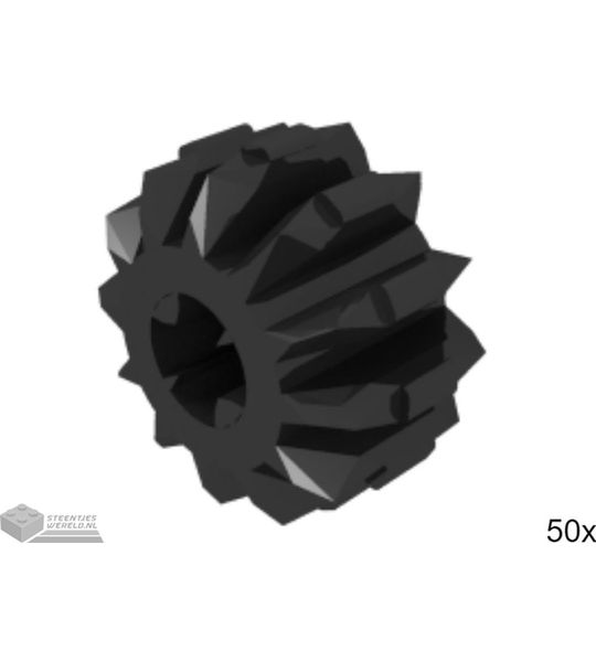 50x LEGO 32270 Technic tandwiel Zwart, 50 stuks
