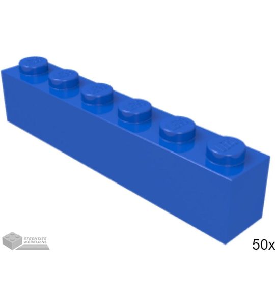 50x LEGO 3009 Steen 1x6 Blauw, 50 stuks