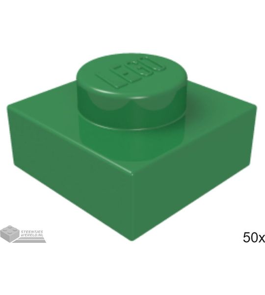 50x LEGO 3024 Plaat 1x1 Groen, 50 stuks
