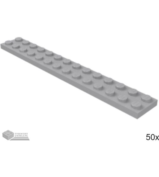 50x LEGO 91988 Plaat 2x14 Licht blauwgrijs, 50 stuks