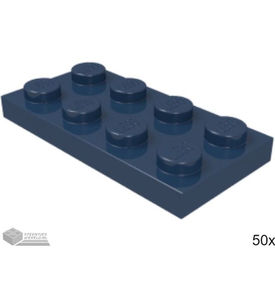 50x LEGO 3020 Plaat 2x4 Donkerblauw, 50 stuks