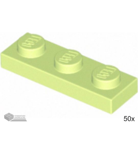 50x LEGO 3623 Plaat 1x3 Gelig groen, 50 stuks